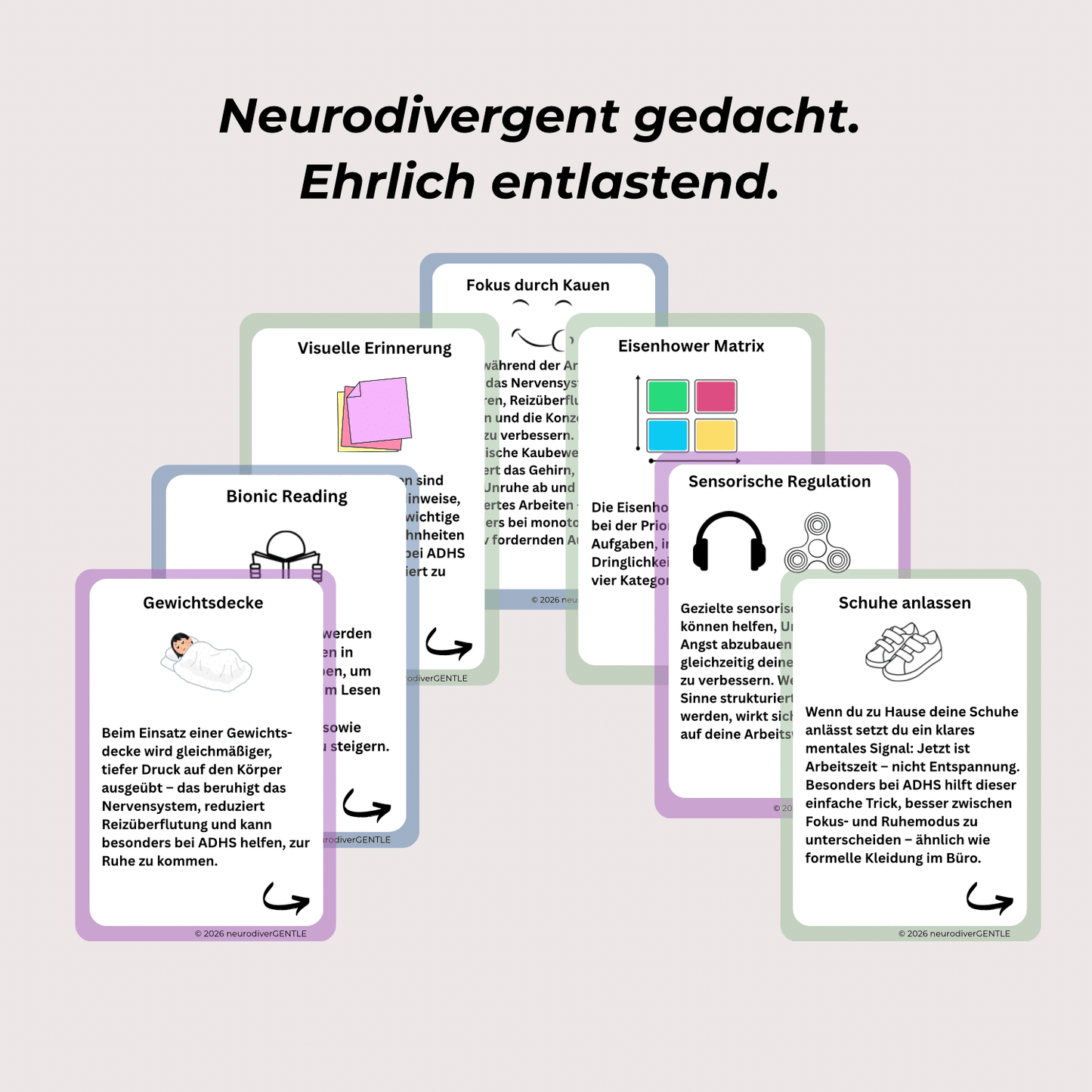 ADHS - Strategiekarten für mehr Fokus, Konzentration und Regulation im Schulalltag - NeurodiverGENTLE
