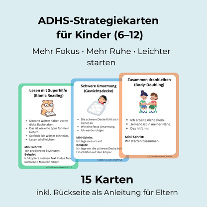ADHS-Strategiekarten für Kinder (6-12) - Mehr Fokus, mehr Ruhe, leichter Starten - NeurodiverGENTLE