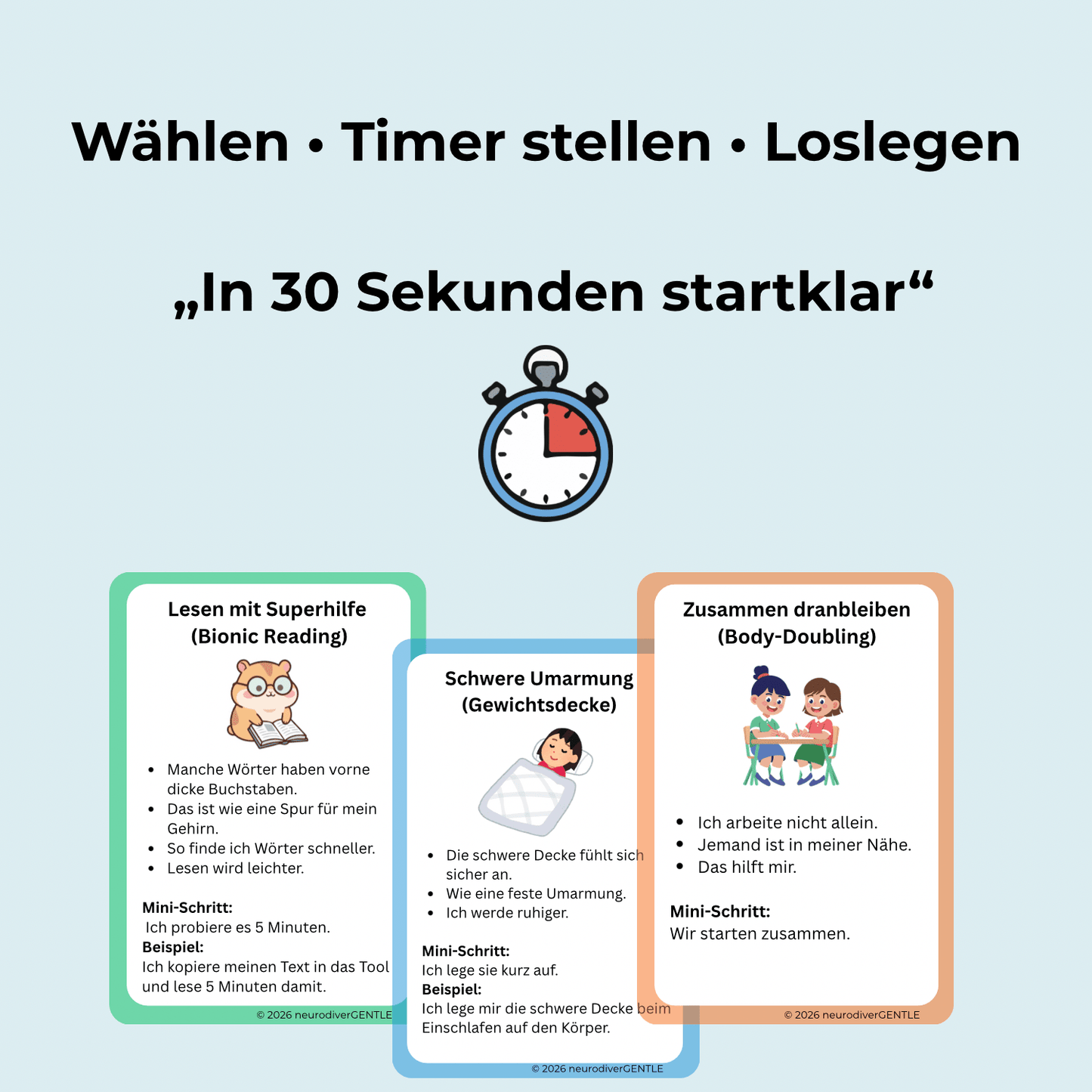 ADHS-Strategiekarten für Kinder (6-12) - Mehr Fokus, mehr Ruhe, leichter Starten - NeurodiverGENTLE