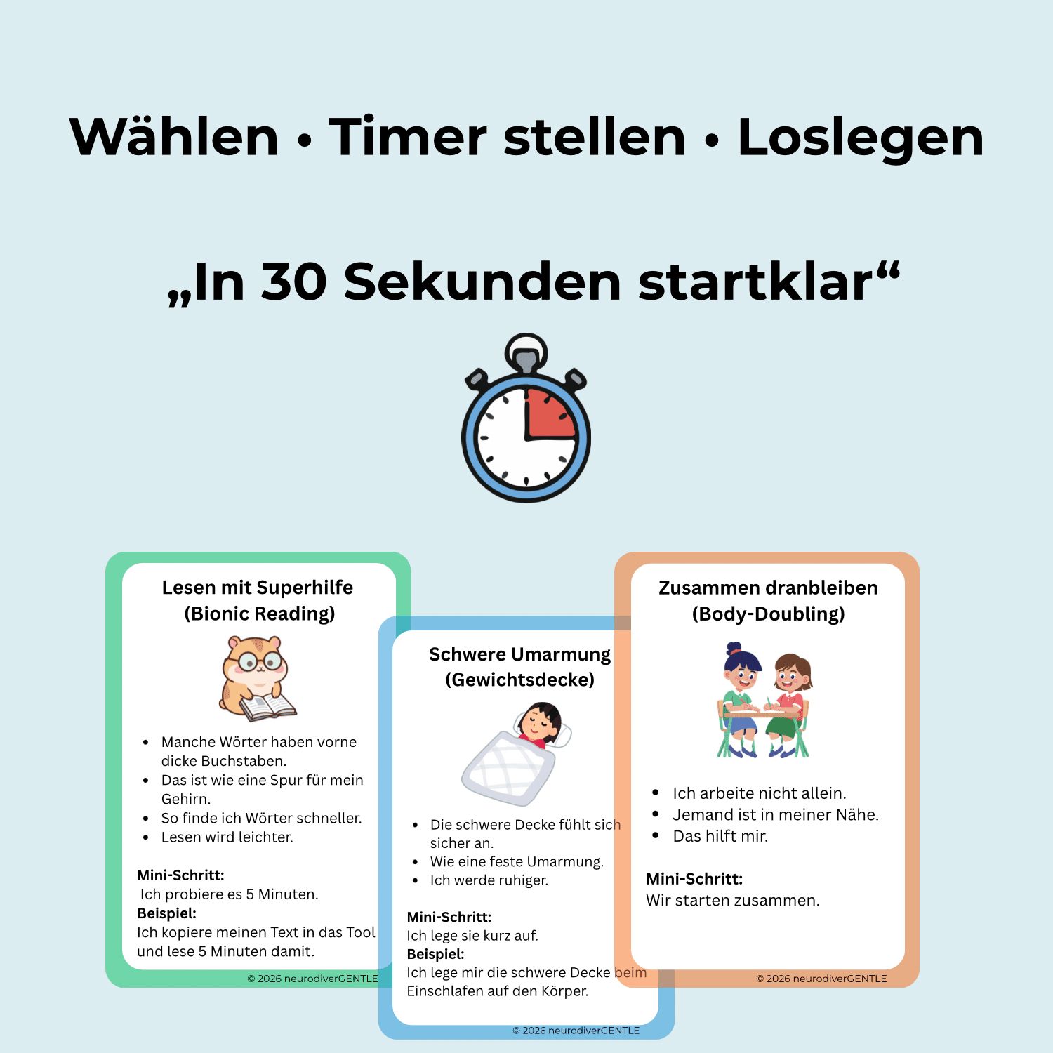 ADHS-Strategiekarten für Kinder (6-12) - Mehr Fokus, mehr Ruhe, leichter Starten - NeurodiverGENTLE