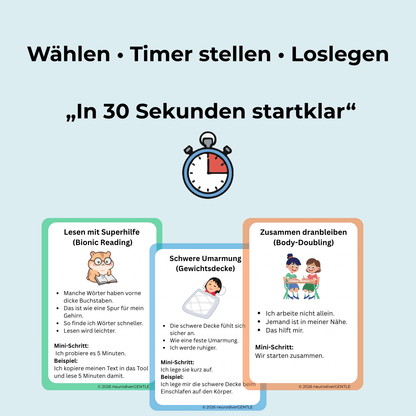 ADHS-Strategiekarten für Kinder (6-12) - Mehr Fokus, mehr Ruhe, leichter Starten - NeurodiverGENTLE