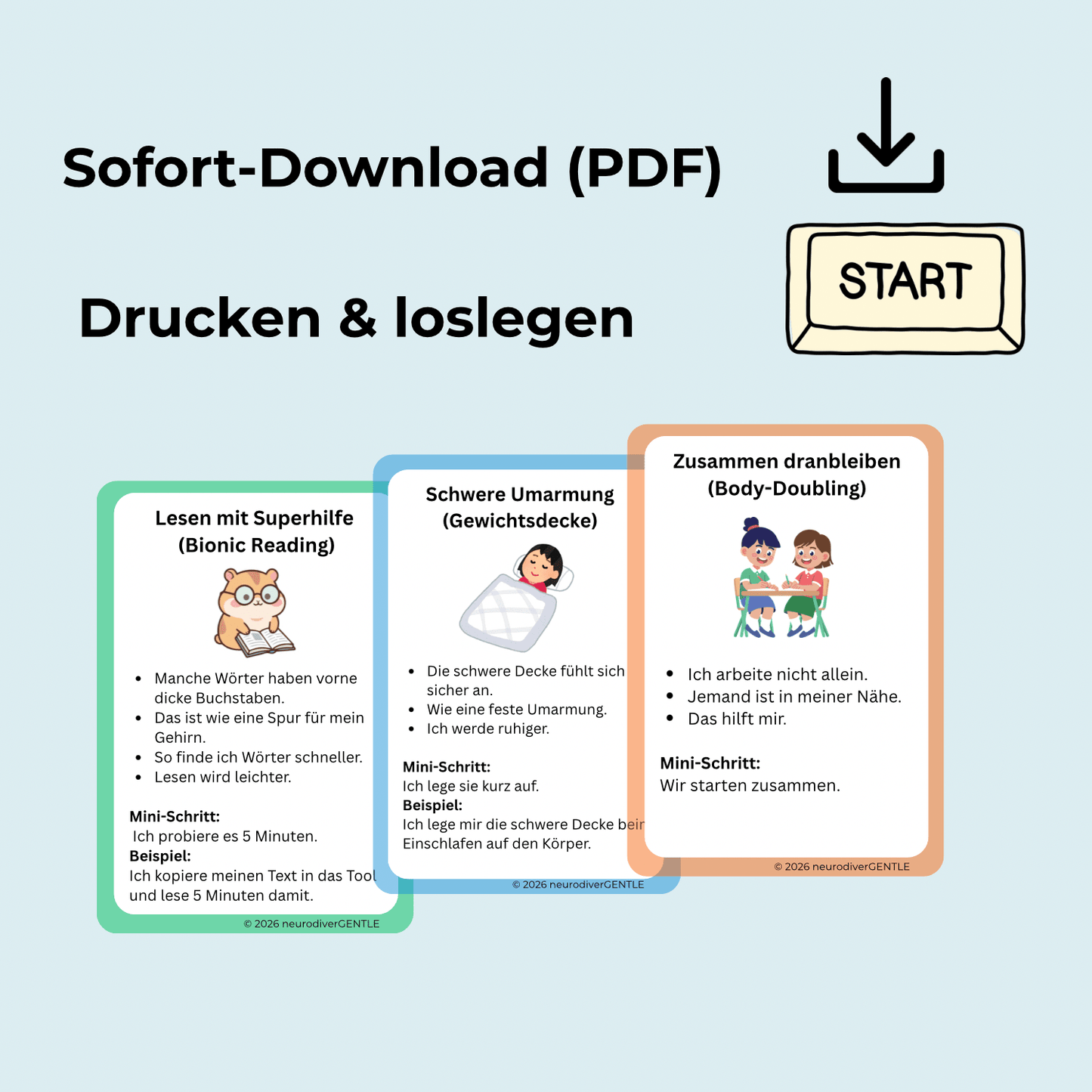 ADHS-Strategiekarten für Kinder (6-12) - Mehr Fokus, mehr Ruhe, leichter Starten - NeurodiverGENTLE