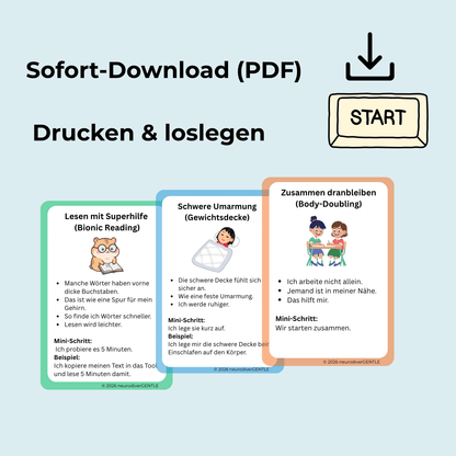 ADHS-Strategiekarten für Kinder (6-12) - Mehr Fokus, mehr Ruhe, leichter Starten - NeurodiverGENTLE